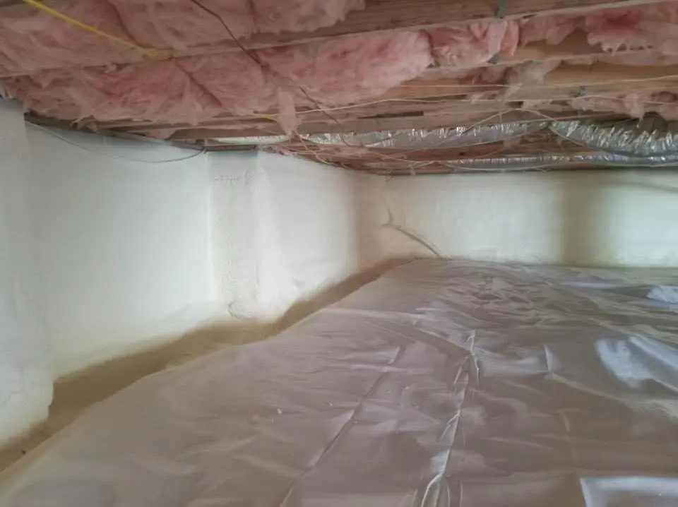 Crawl space encapsulation with closed-cell spray foam for Roof Leak Repair in San Marcos
